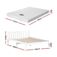 Giselle Double Mattress with Artiss Wooden Bed Frame Natural Pine Timber Base