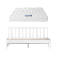 Giselle Double Mattress with Artiss Wooden Bed Frame Natural Pine Timber Base