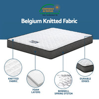 Giselle Single Mattress and Artiss Bed Frame Set White Solid Pine with 16cm Mattress
