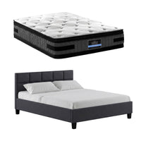 Giselle Mattress & Artiss Queen Bed Frame Bundle, 36cm Double Sided Euro Top Mattress
