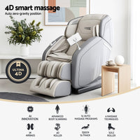 Livemor 4D Massage Chair Recliner - Full Body SL-Track Zero Gravity with AI Body Scan, Deep Tissue Electric Massager with Heat, 12 Auto Programs, LCD Touchscreen & Bluetooth, Grey