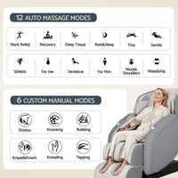 Livemor 4D Massage Chair Recliner - Full Body SL-Track Zero Gravity with AI Body Scan, Deep Tissue Electric Massager with Heat, 12 Auto Programs, LCD Touchscreen & Bluetooth, Grey