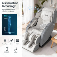 Livemor 4D Massage Chair Recliner - Full Body SL-Track Zero Gravity with AI Body Scan, Deep Tissue Electric Massager with Heat, 12 Auto Programs, LCD Touchscreen & Bluetooth, Grey