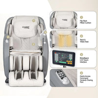 Livemor 4D Massage Chair Recliner - Full Body SL-Track Zero Gravity with AI Body Scan, Deep Tissue Electric Massager with Heat, 12 Auto Programs, LCD Touchscreen & Bluetooth, Grey