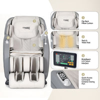 Livemor 4D Massage Chair Recliner - Full Body SL-Track Zero Gravity with AI Body Scan, Deep Tissue Electric Massager with Heat, 12 Auto Programs, LCD Touchscreen & Bluetooth, Grey