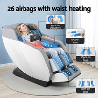 Livemor Massage Chair Electric Recliner Double Core Mechanism Massager ROWA White
