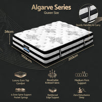 Giselle Bedding 34cm Mattress Euro Top Pocket Spring Queen