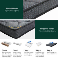 Giselle Bedding King Single Mattress 16cm Bonnell Spring Medium Firm Tight Top