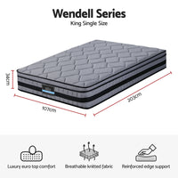 Giselle Bedding 34cm King Single Mattress Hybrid, Pocket Spring Bed Mattress