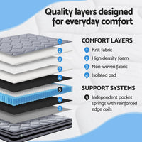 Giselle Bedding 34cm King Single Mattress Hybrid, Pocket Spring Bed Mattress