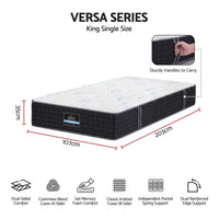 Giselle King Single Reversible Spring Mattress Cashmere Cover Gel Foam Firm 35cm