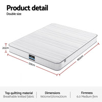 Giselle Double Mattress 20cm with Reinforced Edge Support Egg-Crate Foam