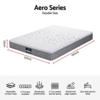 Giselle Bedding Double Mattress 23cm Pocket Spring Mattress with Adjustable Firmness Reversible Foam Layer for Medium Firm & Firm Support Motion Isolation Bedroom Bed