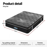 Giselle Bedding King Mattress 35cm Euro Top with Graphene Cooling Comfort Medium Firm