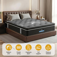 Giselle Bedding King Mattress 35cm Euro Top with Graphene Cooling Comfort Medium Firm