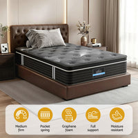 Giselle Bedding King Single Mattress 35cm Euro Top with Graphene Cooling Comfort Medium Firm