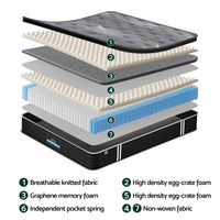 Giselle Bedding 35cm Mattress Graphene Memory Foam Medium Firm Euro Top Mattresses King Single