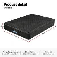 Giselle Bedding Mattress 34cm 5-Zone Pocket Spring Egg-crate Memory Foam Double