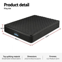 Giselle Bedding Mattress 34cm 5-Zone Pocket Spring Egg-crate Memory Foam King
