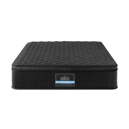 Giselle Bedding King Single Mattress 34cm Euro Top with 5-Zone Pocket Spring Support Black