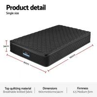 Giselle Bedding Mattress 34cm 5-Zone Pocket Spring Egg-crate Memory Foam Single