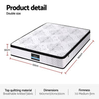 Giselle Bedding 30cm Mattress Pocket Spring Medium Firm Foam Euro Top Double