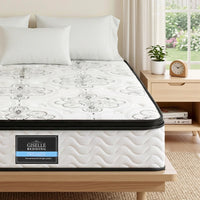 Giselle Bedding Queen Mattress 30cm Pocket Spring Euro Top Medium Firm Foam