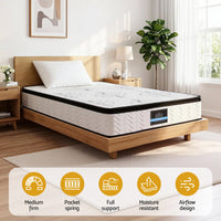 Giselle Bedding Single Mattress 30cm Pocket Spring Euro Top Medium Firm Foam