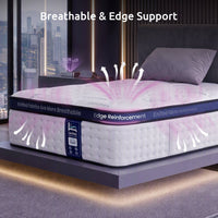 Levitex 35CM Single Mattresses Gel Memory Foam and 7-Zone Ergonomic Pocket Spring, Anti-Roll Dual-Row Edge, Triple Cooling System for Hot Sleepers