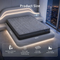 Levitex King Mattress 25 cm Hybrid Pocket Spring with 4cm Egg Crate Foam for Deep Sleep Bamboo Charcoal Fabric