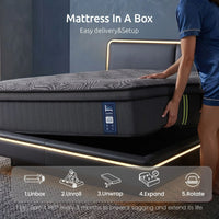 Levitex King Single Mattress 34 cm 5-Zone Pressure Relief  Pocket Spring with Reinforced Edge Support & Breathable Gel Memory Foam Hybrid Mattress