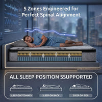 Levitex King Single Mattress 34 cm 5-Zone Pocket Spring with Latex & Memory Foam or Extra Lumbar & Shoulder Support