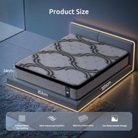 Levitex Queen Mattress 34 cm 5-Zone Pocket Spring with Latex & Memory Foam or Extra Lumbar & Shoulder Support
