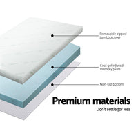 Giselle Bedding Memory Foam Mattress Topper Cool Gel 8cm Double