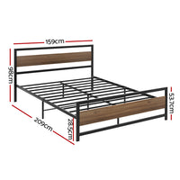 Bed Frame Queen Size Metal Base Mattress Platform Foundation Black DREW