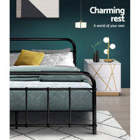 Bed Frame Metal Frames LEO - Double (Black)