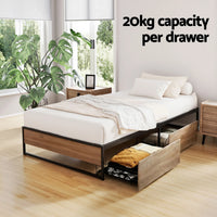 Artiss Bed Frame Metal Frame King Single Bed Base 2 Drawers OSLO