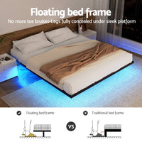 Artiss Double Bed Frame,Floating Metal Bed Frame with Smart LED Lights - Sturdy Metal Platform Bed Base, Silent Design, Tool-Free Assembly, 300KG Capacity for Home/Hotel/Master Bedroom?