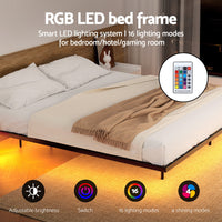 Artiss Double Bed Frame,Floating Metal Bed Frame with Smart LED Lights - Sturdy Metal Platform Bed Base, Silent Design, Tool-Free Assembly, 300KG Capacity for Home/Hotel/Master Bedroom?