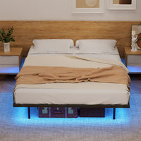 Artiss Double Bed Frame,Floating Metal Bed Frame with Smart LED Lights - Sturdy Metal Platform Bed Base, Silent Design, Tool-Free Assembly, 300KG Capacity for Home/Hotel/Master Bedroom?
