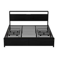 Artiss Metal Bed Frame King Size Storage Headboard Charge Station LED 4 Drawers