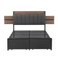 Artiss Metal Bed Frame Double Size with 2-Tier Hidden Storage with Charging Station