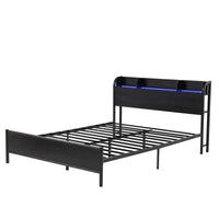 Artiss Bed Frame Queen Size with Storage Shelf Headboard Charging Station GRID