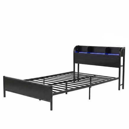Artiss Bed Frame Single Size with Storage Shelf Headboard Charging Station GRID