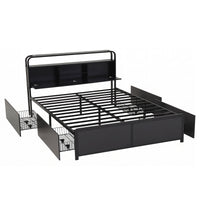Artiss Queen Metal Bed Frame 4 Drawers Hidden Storage Headboard HEDY