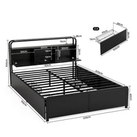 Artiss Queen Metal Bed Frame 4 Drawers Hidden Storage Headboard HEDY