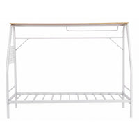Artiss Single House Bed Frame Metal Canopy Bed Storage Shelf for Kids White