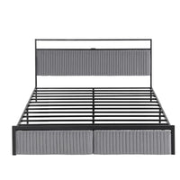 Artiss Metal Bed Frame King Size LED Charging Station 2 Drawers