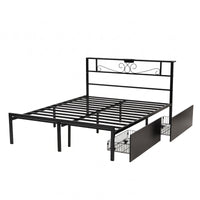 Artiss Queen Bed Frame with Charging Station & Storage Drawers Metal
