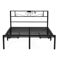Artiss Queen Bed Frame with Charging Station & Storage Drawers Metal